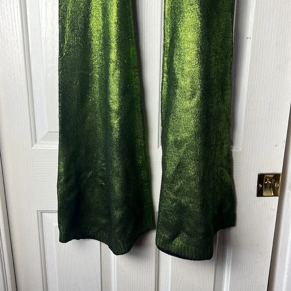 Hanifa Rylee Metallic Green knit Flare Pants - Picture 7 of 7